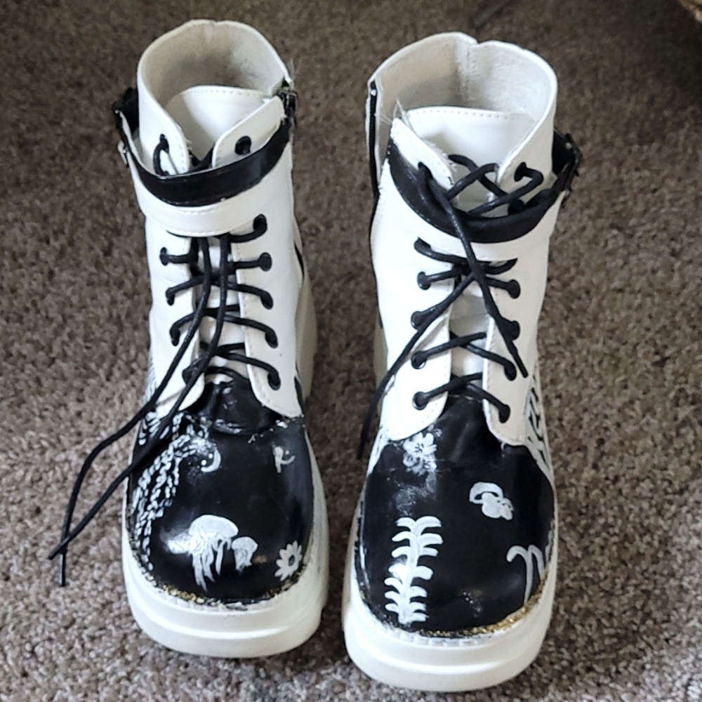 Painted platform boots